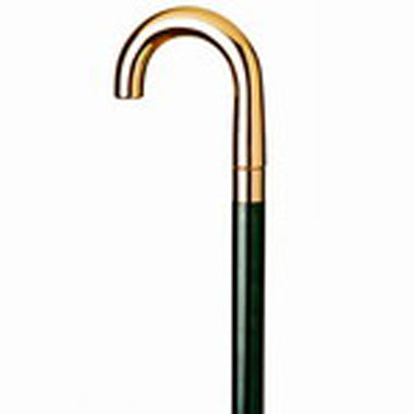 Vista International Gold Crooked Brass Handle Walking Stick