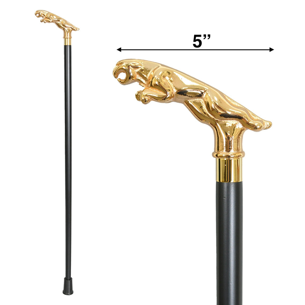 Deluxe Cheetah Solid Brass Handle Wooden Walking Cane » Walking