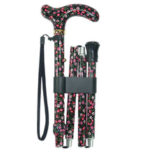 Load image into Gallery viewer, &quot;Vista International&quot; Folding With Flower Paper Travel Walking Stick
