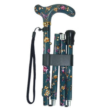 Load image into Gallery viewer, &quot;Vista International&quot; Folding With Flower Paper Travel Walking Stick
