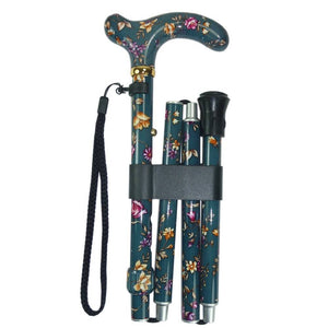"Vista International" Folding With Flower Paper Travel Walking Stick