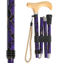 Load image into Gallery viewer, &quot;Vista International&quot; Adjustable Slim Folding With Lace Travel Walking Stick
