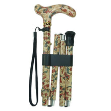 Load image into Gallery viewer, &quot;Vista International&quot; Folding With Flower Paper Travel Walking Stick
