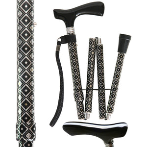 "Vista International" adjustable Small Folding With Classic Paper Travel Walking Stick