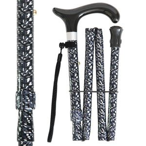 "Vista International" adjustable Small Folding With Classic Paper Travel Walking Stick