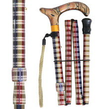 Load image into Gallery viewer, &quot;Vista International&quot; adjustable Small Folding With Classic Paper Travel Walking Stick
