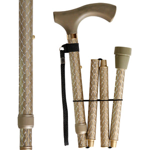 "Vista International" Artistic Carved Adjustable Folding Travel Walking Stick